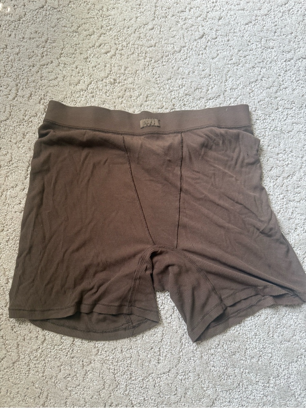 Skims soft lounge brown Ribbed Boxer Shorts XL